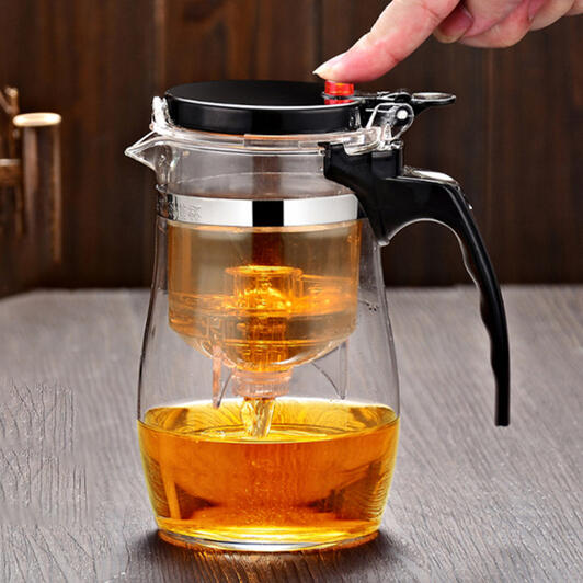 Material: Vidrio borosilicato (vidrio pyrex), soporta perfectamente el agua caliente. Filtro removible para su limpieza. Capacidad: 750ml